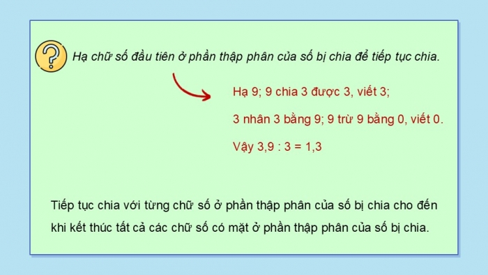 Giáo án điện tử Toán 5 cánh diều Bài 33: Chia một số thập phân cho một số tự nhiên