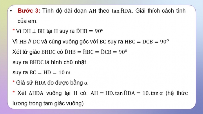 Giáo án điện tử Toán 9 kết nối Hoạt động thực hành trải nghiệm: Tính chiều cao và xác định khoảng cách