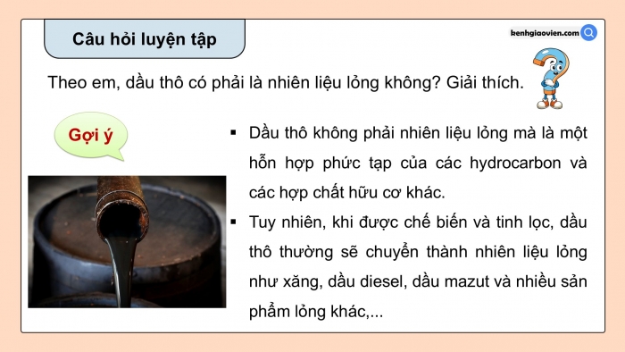 Giáo án điện tử KHTN 9 chân trời - Phân môn Hoá học Bài 23: Nguồn nhiên liệu