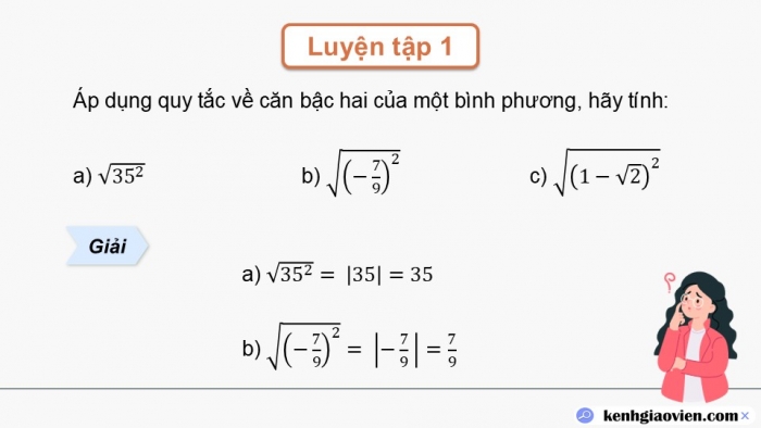 Giáo án điện tử Toán 9 cánh diều Bài 2: Một số phép tính về căn bậc hai của số thực