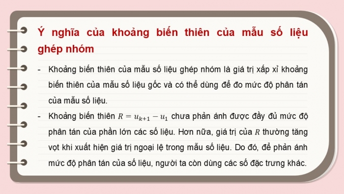 Giáo án điện tử Toán 12 chân trời Bài 1: Khoảng biến thiên và khoảng tứ phân vị của mẫu số liệu ghép nhóm