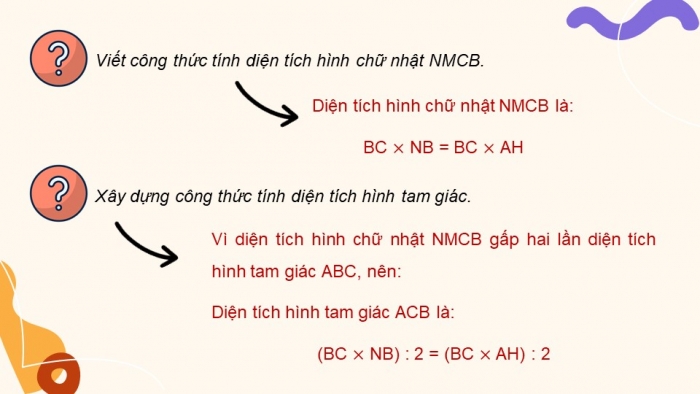 Giáo án điện tử Toán 5 kết nối Bài 25: Hình tam giác. Diện tích hình tam giác (P2)