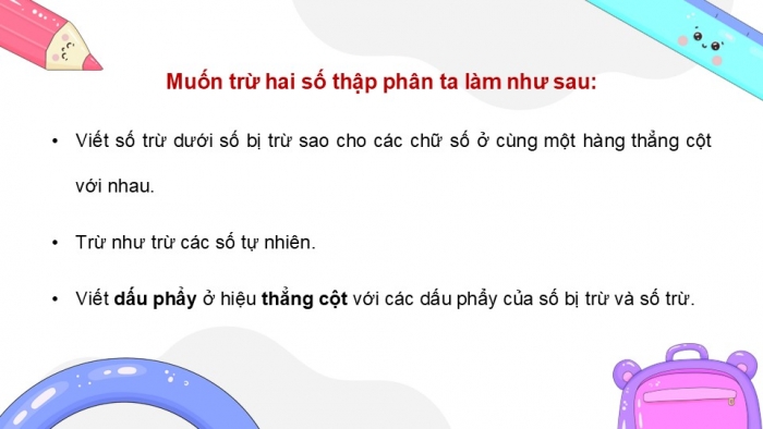 Giáo án điện tử Toán 5 chân trời Bài 29: Trừ hai số thập phân