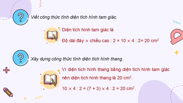 Giáo án điện tử Toán 5 chân trời Bài 46: Diện tích hình thang