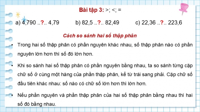 Giáo án điện tử Toán 5 chân trời Bài 52: Ôn tập số thập phân