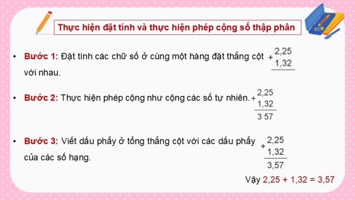 Giáo án điện tử Toán 5 cánh diều Bài 25: Cộng các số thập phân