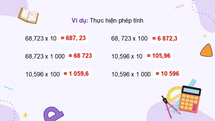 Giáo án điện tử Toán 5 cánh diều Bài 28: Nhân một số thập phân với 10, 100, 1000,...