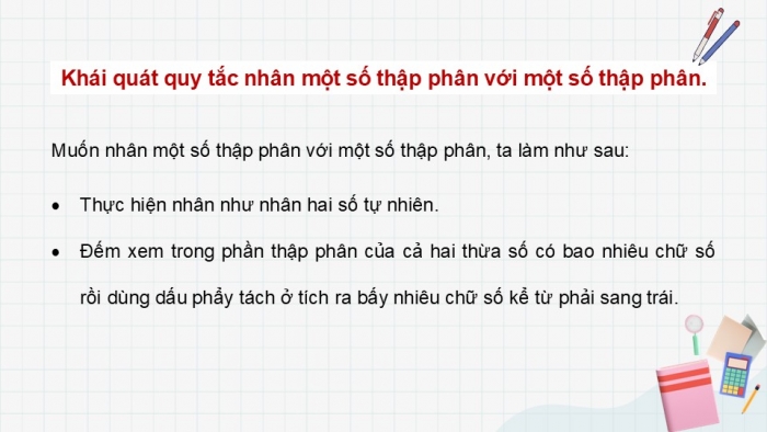 Giáo án điện tử Toán 5 cánh diều Bài 30: Nhân một số thập phân với một số thập phân