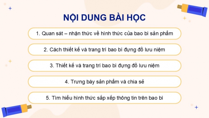 Giáo án điện tử Mĩ thuật 9 chân trời bản 1 Bài 7: Thiết kế và trang trí bao bì