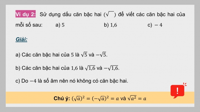 Giáo án điện tử Toán 9 chân trời Bài 1: Căn bậc hai