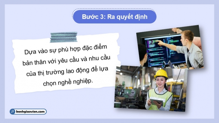 Giáo án điện tử Công nghệ 9 Định hướng nghề nghiệp Cánh diều Bài 5: Lựa chọn nghề nghiệp trong lĩnh vực kĩ thuật, công nghệ