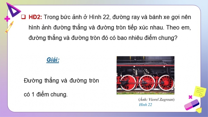 Giáo án điện tử Toán 9 cánh diều Bài 2: Vị trí tương đối của đường thẳng và đường tròn