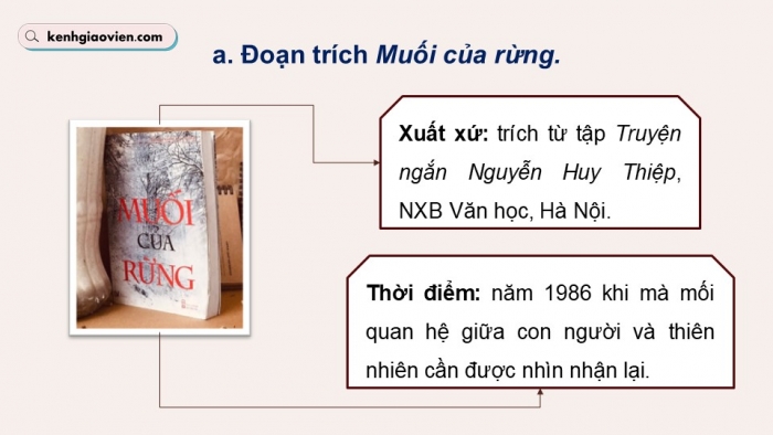 Giáo án điện tử Ngữ văn 12 kết nối Bài 4: Muối của rừng (Trích – Nguyễn Huy Thiệp)