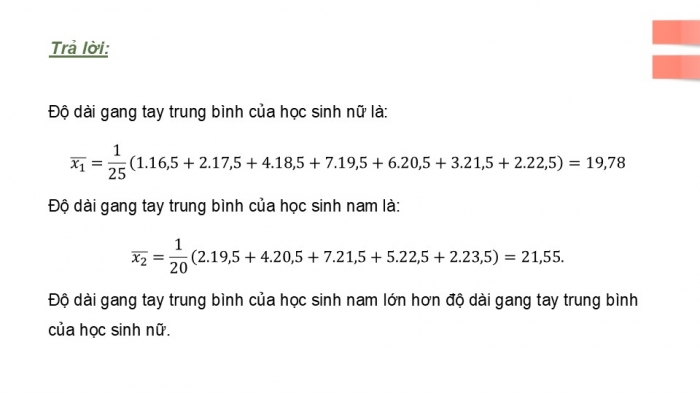 Giáo án điện tử Toán 12 kết nối Hoạt động thực hành trải nghiệm: Độ dài gang tay (gang tay của bạn dài bao nhiêu?)