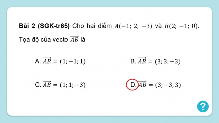 Giáo án điện tử Toán 12 chân trời Bài tập cuối chương II