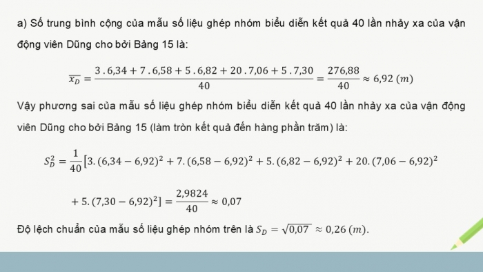 Giáo án điện tử Toán 12 cánh diều Bài 2: Phương sai, độ lệch chuẩn của mẫu số liệu ghép nhóm