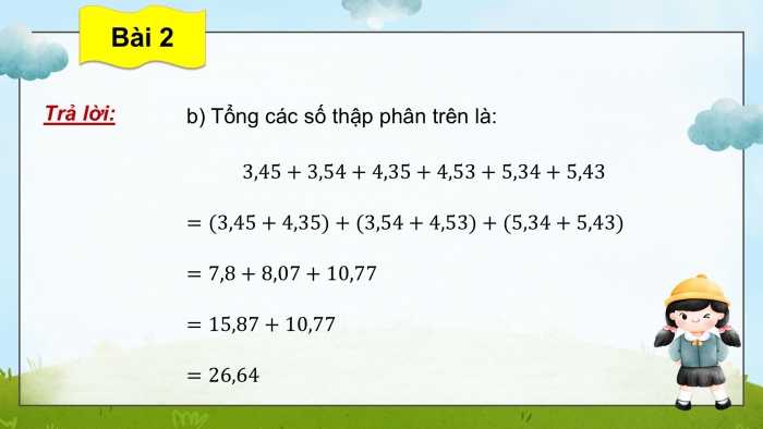 Giáo án PPT dạy thêm Toán 5 Kết nối bài 19: Phép cộng số thập phân