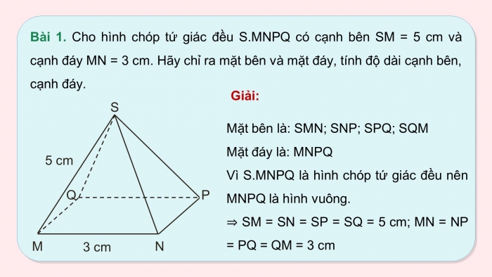 Giáo án PPT dạy thêm Toán 8 cánh diều Bài 2: Hình chóp tứ giác đều