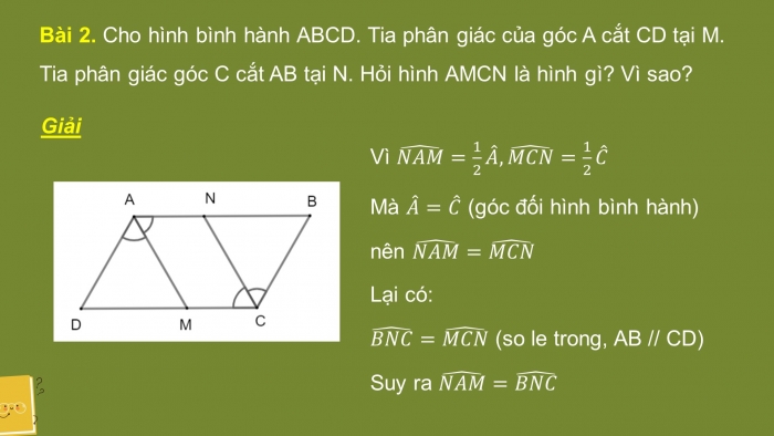 Giáo án PPT dạy thêm Toán 8 cánh diều Bài 4: Hình bình hành