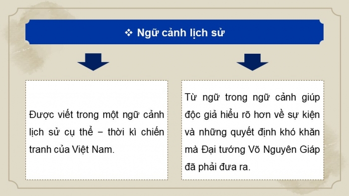 Giáo án PPT dạy thêm Ngữ văn 12 Cánh diều bài 3: Quyết định khó khăn nhất (Trích Điện Biên Phủ - điểm hẹn lịch sử - Võ Nguyên Giáp)