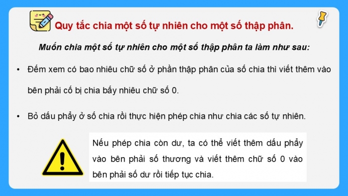 Giáo án điện tử Toán 5 chân trời Bài 39: Chia một số tự nhiên cho một số thập phân