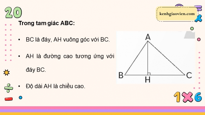 Giáo án điện tử Toán 5 chân trời Bài 43: Hình tam giác