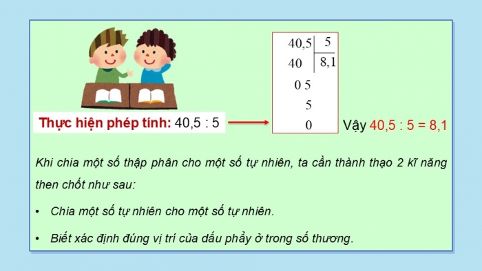 Giáo án điện tử Toán 5 cánh diều Bài 33: Chia một số thập phân cho một số tự nhiên