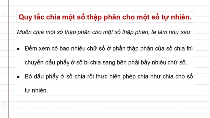 Giáo án điện tử Toán 5 cánh diều Bài 35: Chia một số thập phân cho một số thập phân