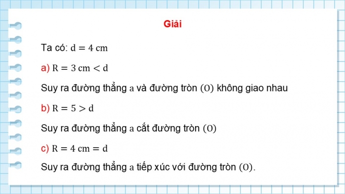 Giáo án điện tử Toán 9 kết nối Bài 16: Vị trí tương đối của đường thẳng và đường tròn