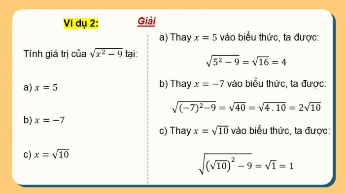 Giáo án điện tử Toán 9 cánh diều Bài 3: Căn thức bậc hai và căn thức bậc ba của biểu thức đại số