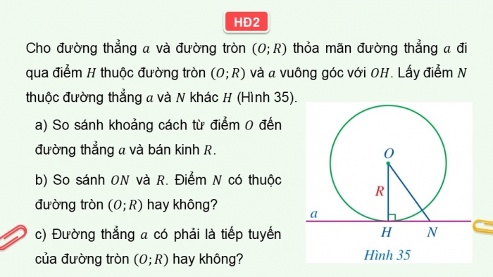 Giáo án điện tử Toán 9 cánh diều Bài 3: Tiếp tuyến của đường tròn