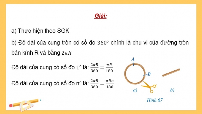 Giáo án điện tử Toán 9 cánh diều Bài 5: Độ dài cung tròn, diện tích hình quạt tròn, diện tích hình vành khuyên