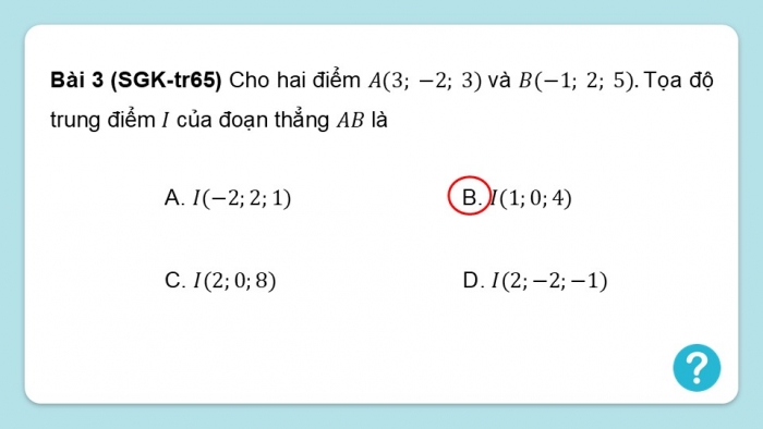 Giáo án điện tử Toán 12 chân trời Bài tập cuối chương II