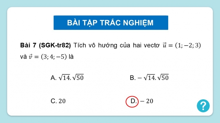 Giáo án điện tử Toán 12 cánh diều Bài tập cuối chương II