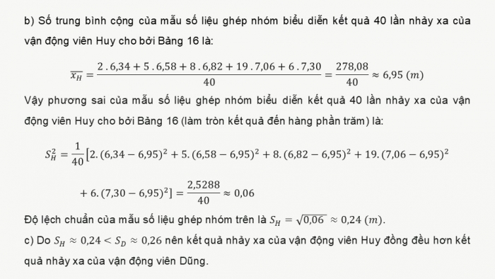 Giáo án điện tử Toán 12 cánh diều Bài 2: Phương sai, độ lệch chuẩn của mẫu số liệu ghép nhóm