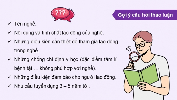 Giáo án điện tử Công nghệ 9 Định hướng nghề nghiệp Kết nối Bài 5: Dự án Tự đánh giá mức độ phù hợp của bản thân với một số ngành nghề trong lĩnh vực kĩ thuật, công nghệ