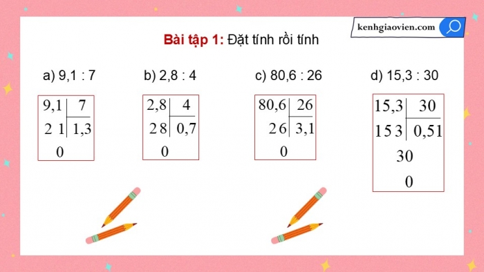 Giáo án điện tử Toán 5 chân trời Bài 35: Chia một số thập phân cho một số tự nhiên