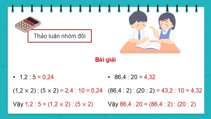 Giáo án điện tử Toán 5 chân trời Bài 37: Chia một số thập phân cho 10; 100; 1000;... Chia một số thập phân cho 0,1; 0,01; 0,001...