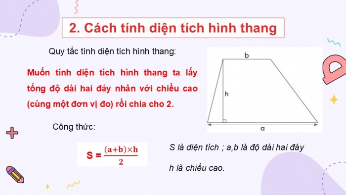 Giáo án điện tử Toán 5 chân trời Bài 46: Diện tích hình thang