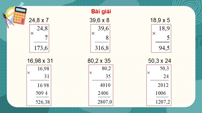 Giáo án điện tử Toán 5 cánh diều Bài 29: Nhân một số thập phân với một số tự nhiên