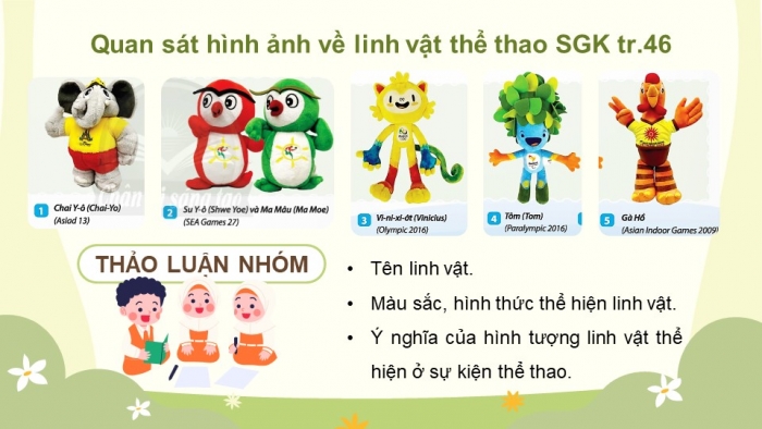 Giáo án điện tử Mĩ thuật 5 chân trời bản 1 Bài 3: Linh vật thể thao