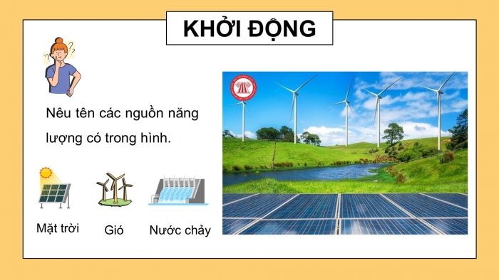 Giáo án điện tử Khoa học 5 cánh diều Bài 6: Năng lượng mặt trời, năng lượng gió và năng lượng nước chảy