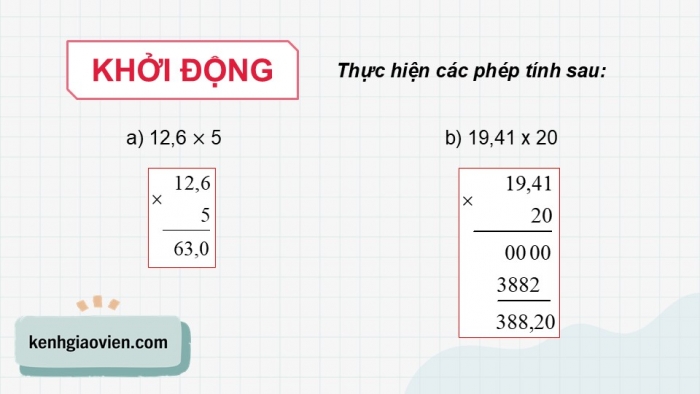 Giáo án điện tử Toán 5 cánh diều Bài 30: Nhân một số thập phân với một số thập phân