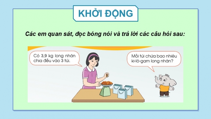 Giáo án điện tử Toán 5 cánh diều Bài 33: Chia một số thập phân cho một số tự nhiên