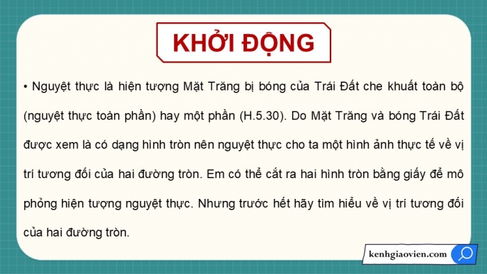 Giáo án điện tử Toán 9 kết nối Bài 17: Vị trí tương đối của hai đường tròn