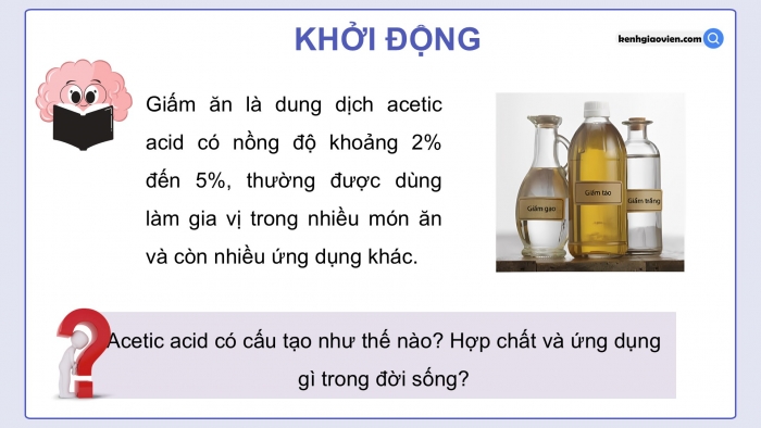 Giáo án điện tử KHTN 9 chân trời - Phân môn Hoá học Bài 25: Acetic acid