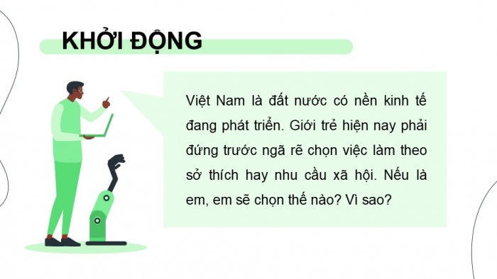 Giáo án điện tử Công nghệ 9 Định hướng nghề nghiệp Cánh diều Bài 6: Dự án Đánh giá mức độ phù hợp với ngành nghề thuộc lĩnh vực kĩ thuật, công nghệ