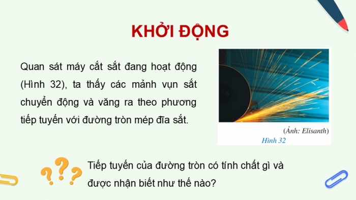 Giáo án điện tử Toán 9 cánh diều Bài 3: Tiếp tuyến của đường tròn