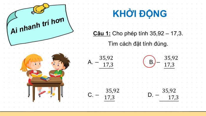 Giáo án PPT dạy thêm Toán 5 Kết nối bài 20: Phép trừ số thập phân