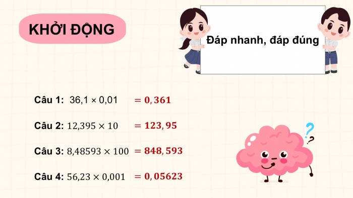 Giáo án PPT dạy thêm Toán 5 Kết nối bài 23: Nhân, chia số thập phân với 10; 100; 1000;... hoặc với 0,1; 0,01; 0,001;...